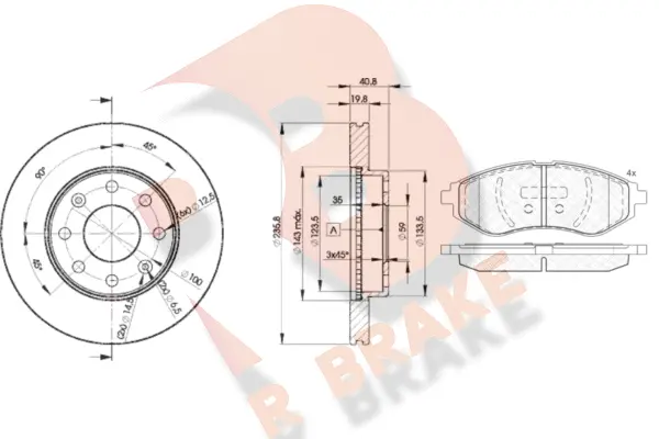 3R15664633 R BRAKE Комплект тормозов, дисковый тормозной механизм (фото 1)