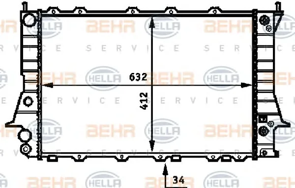 8MK 376 715-081 BEHR/HELLA/PAGID Радиатор охлаждения двигателя (фото 1)