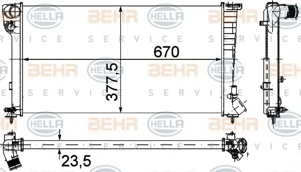 8MK 376 715-521 BEHR/HELLA/PAGID Радиатор охлаждения двигателя (фото 1)