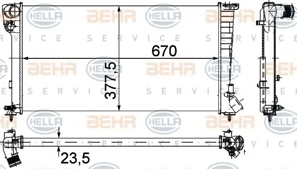 8MK 376 715-524 BEHR/HELLA/PAGID Радиатор охлаждения двигателя (фото 1)