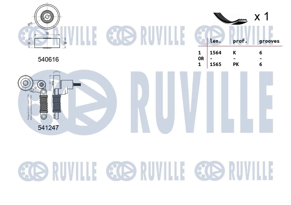 570057 RUVILLE Поликлиновой ременный комплект (фото 2)