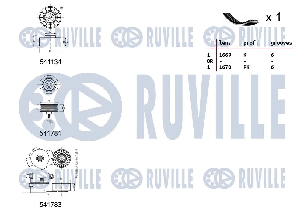 570058 RUVILLE Поликлиновой ременный комплект (фото 2)