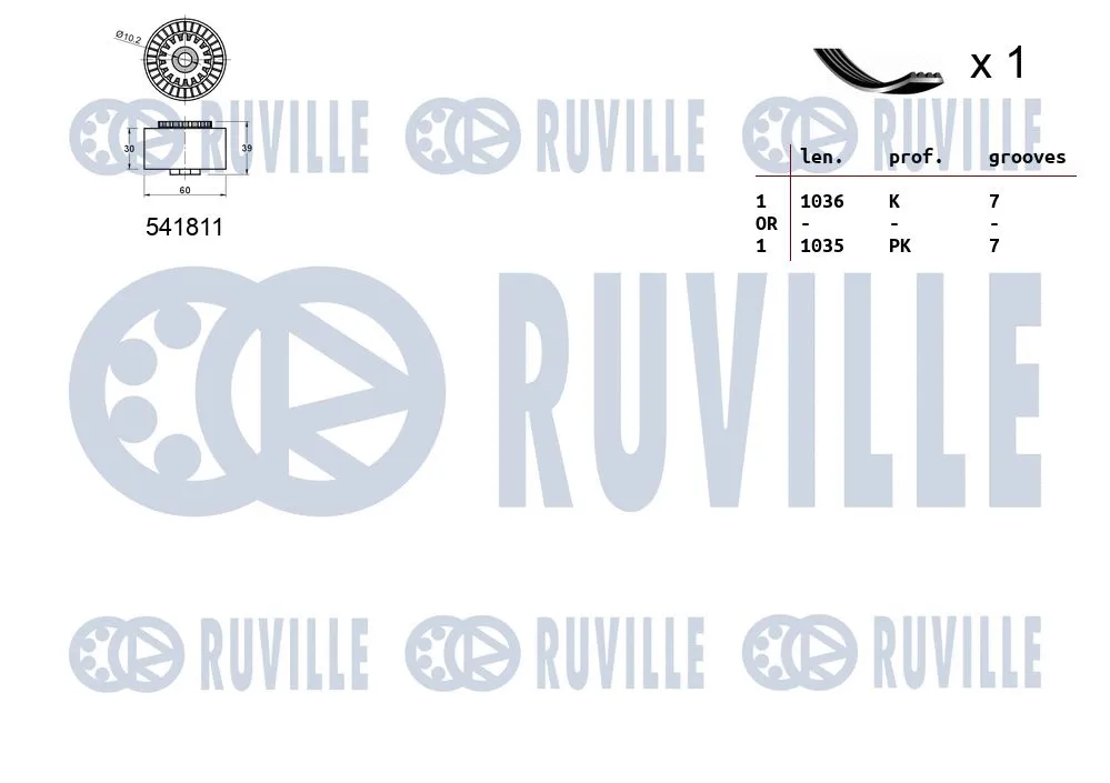 570065 RUVILLE Поликлиновой ременный комплект (фото 2)