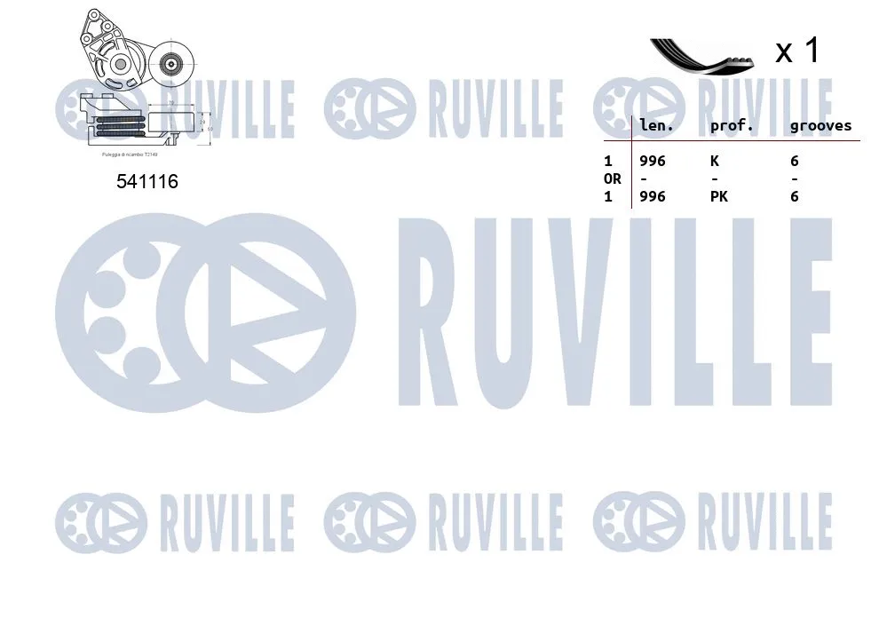 570068 RUVILLE Поликлиновой ременный комплект (фото 2)