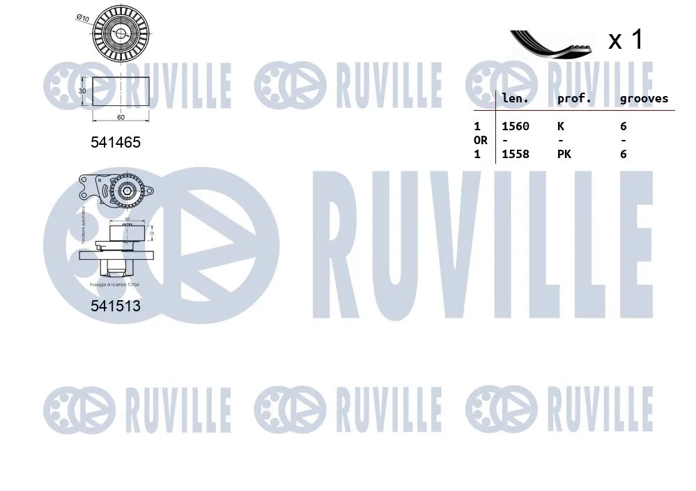 570074 RUVILLE Поликлиновой ременный комплект (фото 2)
