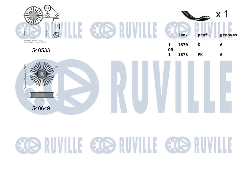 570078 RUVILLE Поликлиновой ременный комплект (фото 2)