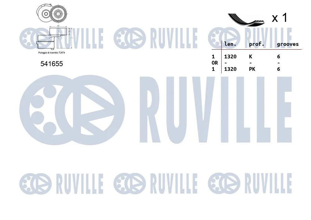 570079 RUVILLE Поликлиновой ременный комплект (фото 2)