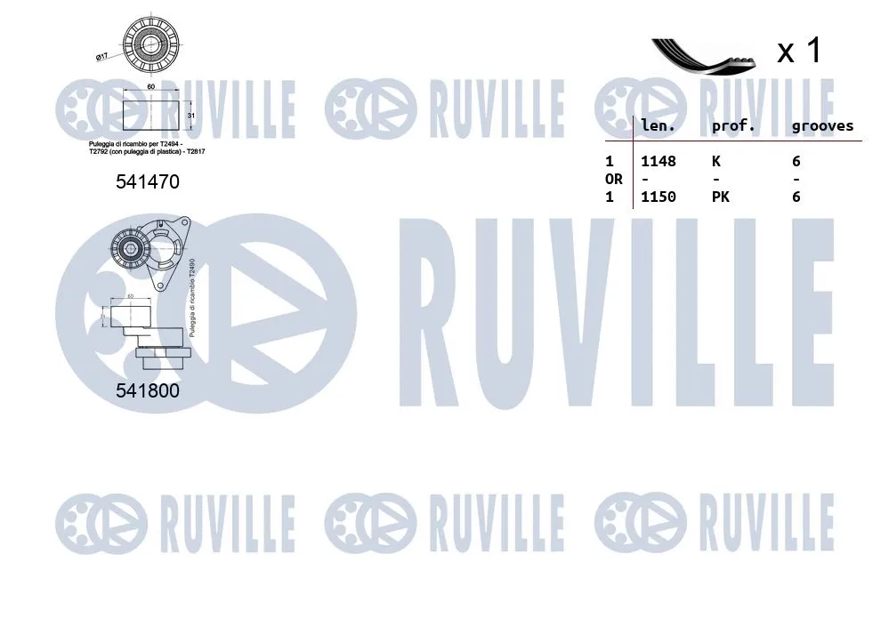 570082 RUVILLE Поликлиновой ременный комплект (фото 2)