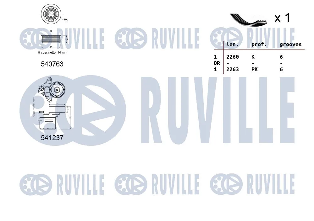 570085 RUVILLE Поликлиновой ременный комплект (фото 2)
