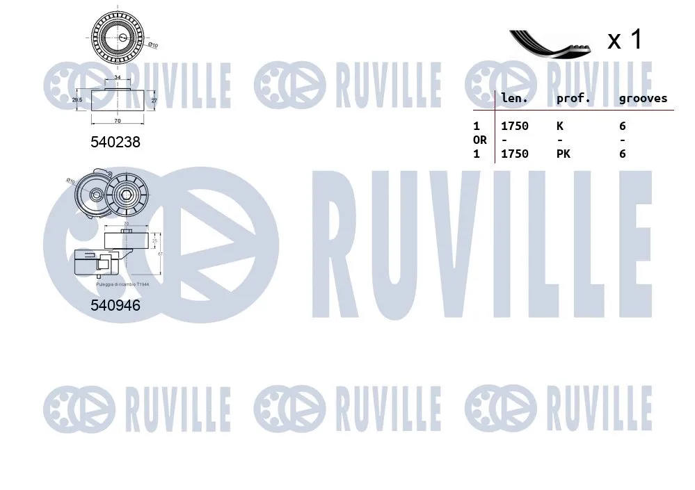 570087 RUVILLE Поликлиновой ременный комплект (фото 2)