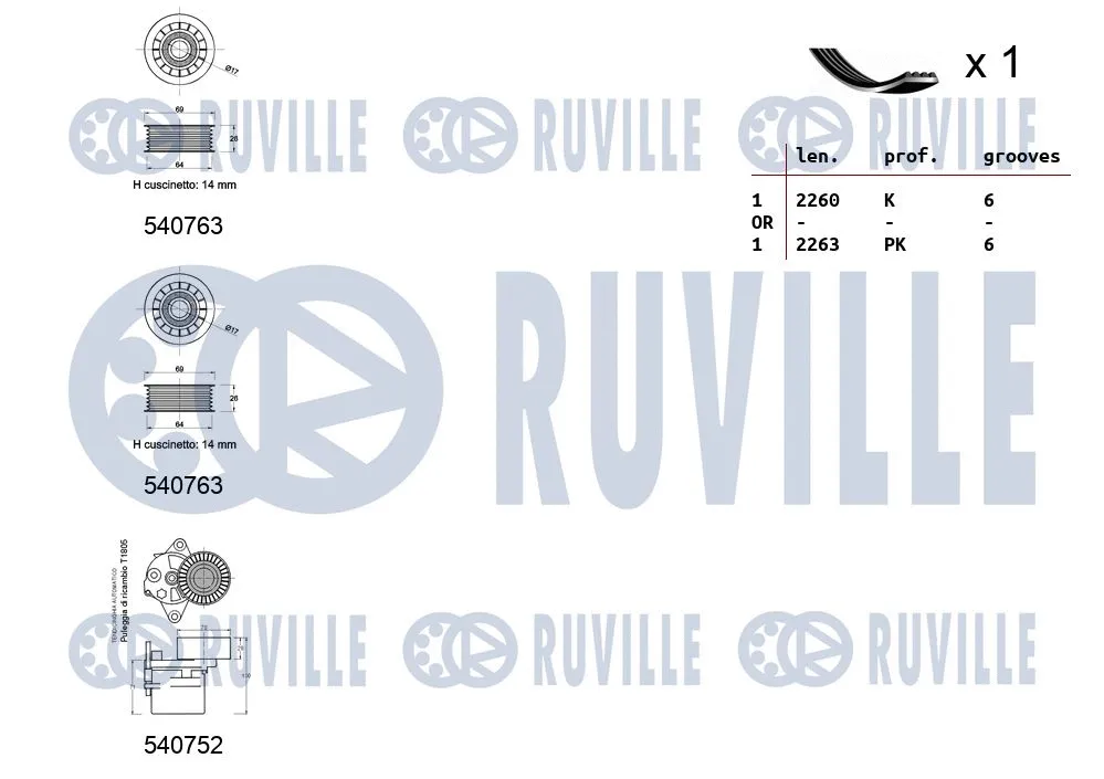 570088 RUVILLE Поликлиновой ременный комплект (фото 2)