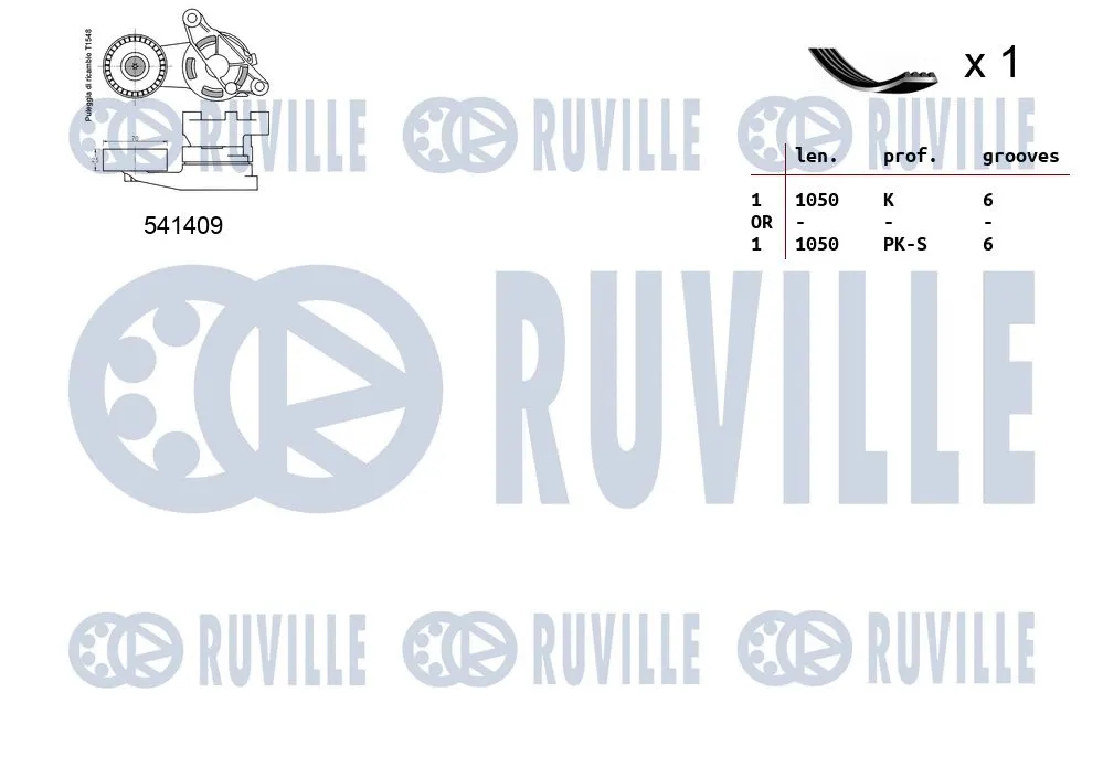 570089 RUVILLE Поликлиновой ременный комплект (фото 2)