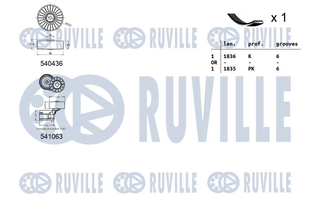 570095 RUVILLE Поликлиновой ременный комплект (фото 2)