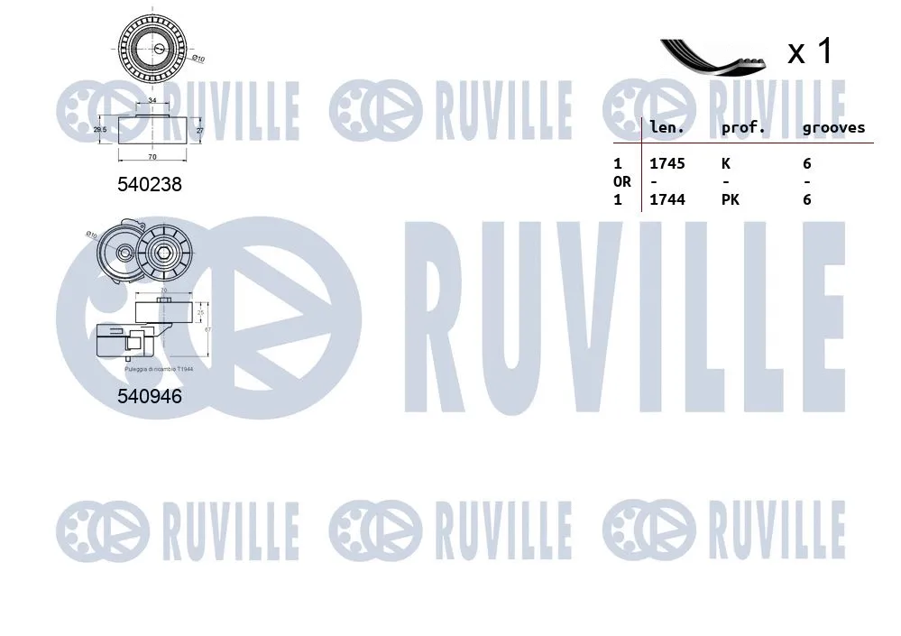 570105 RUVILLE Поликлиновой ременный комплект (фото 2)