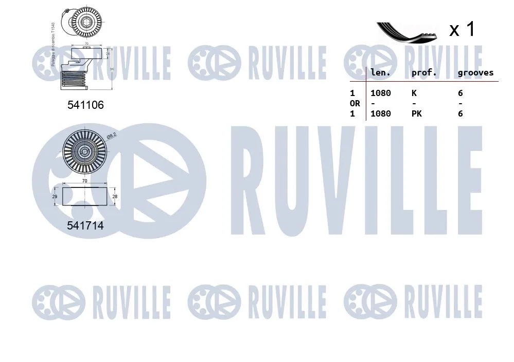 570114 RUVILLE Поликлиновой ременный комплект (фото 2)