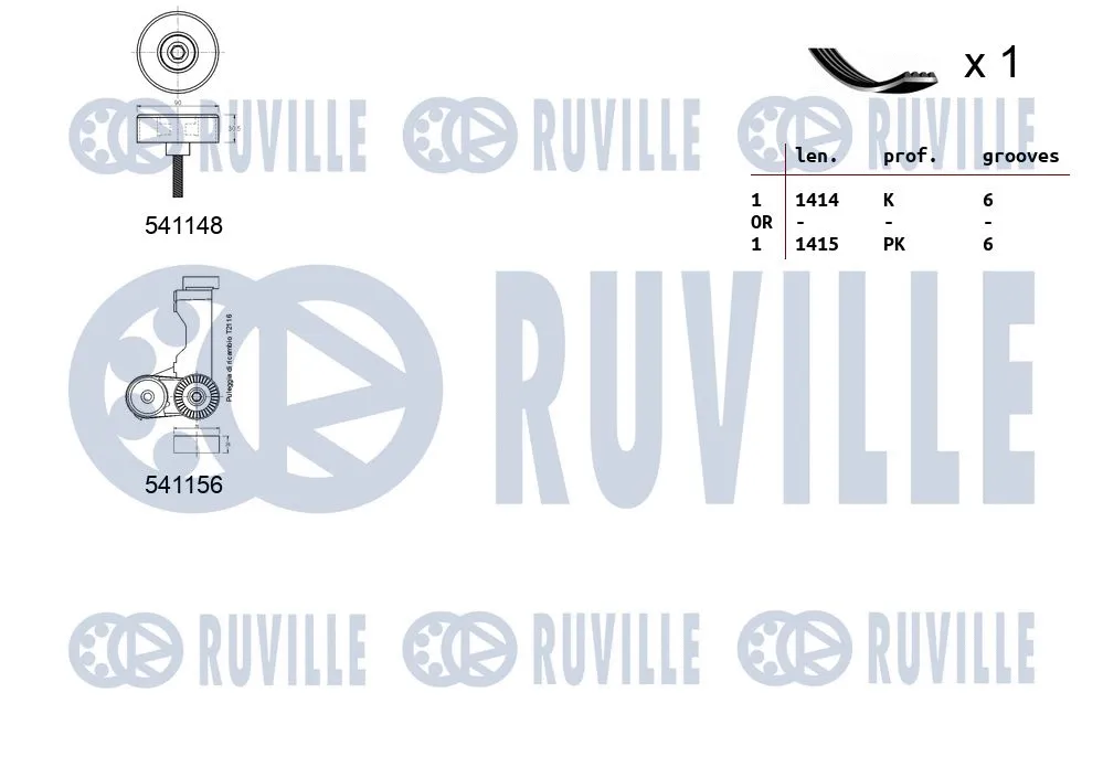 570117 RUVILLE Поликлиновой ременный комплект (фото 2)