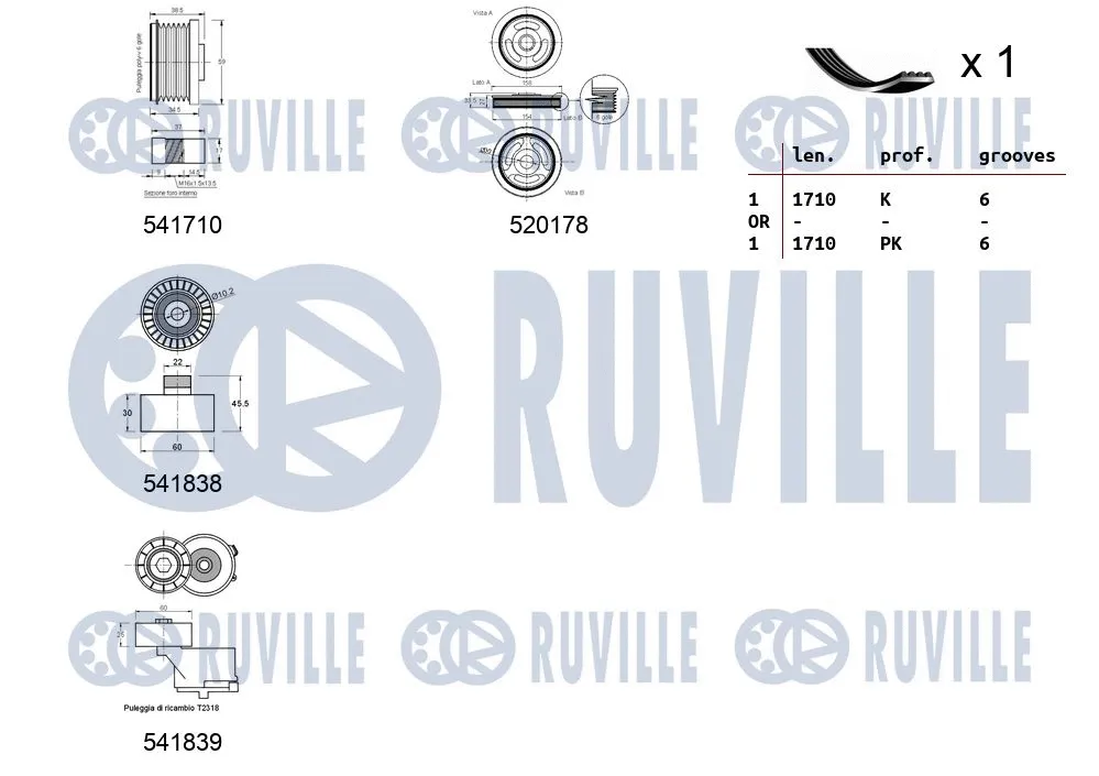 570125 RUVILLE Поликлиновой ременный комплект (фото 2)