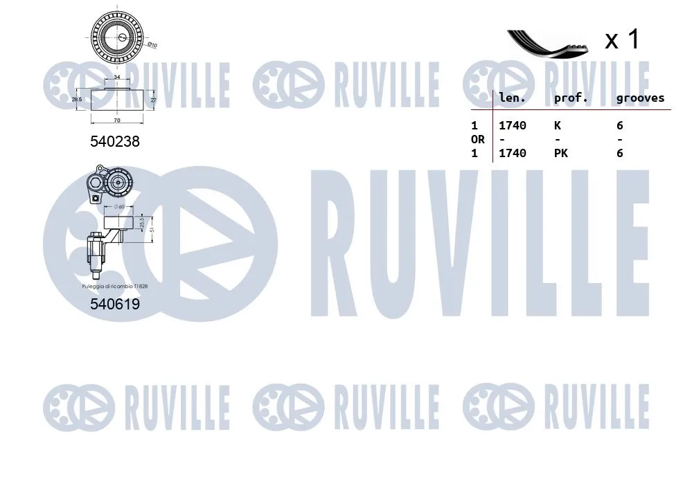 570146 RUVILLE Поликлиновой ременный комплект (фото 2)