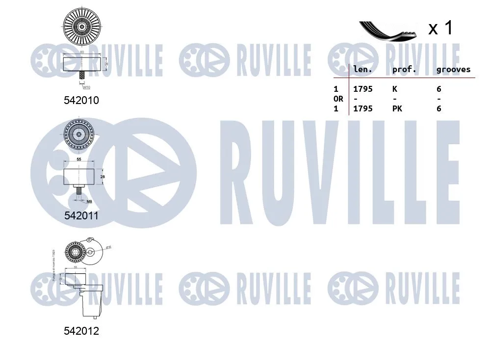 570151 RUVILLE Поликлиновой ременный комплект (фото 2)