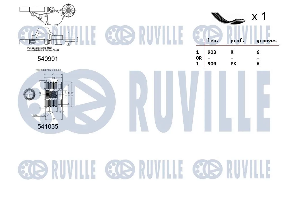 570165 RUVILLE Поликлиновой ременный комплект (фото 2)
