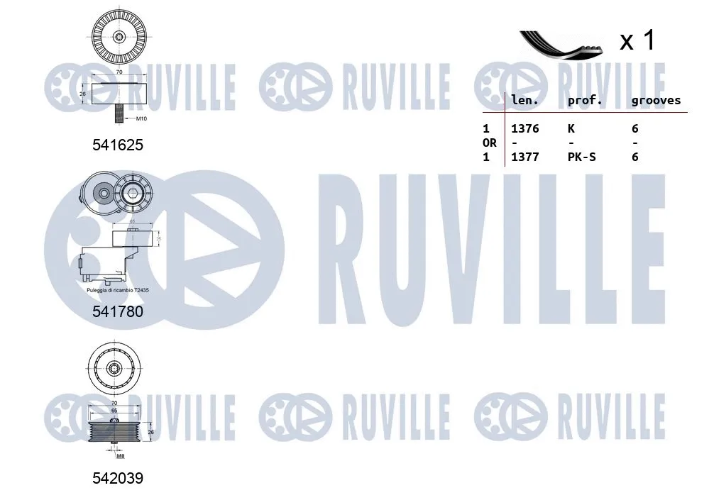 570169 RUVILLE Поликлиновой ременный комплект (фото 2)