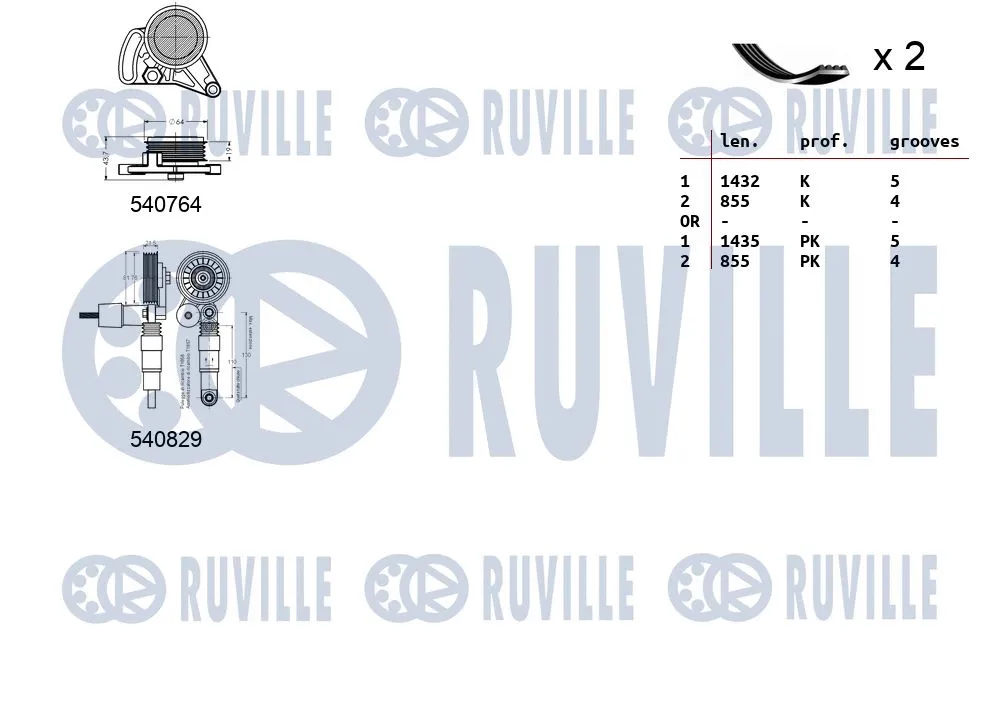 570172 RUVILLE Поликлиновой ременный комплект (фото 2)