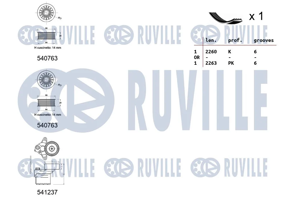 570183 RUVILLE Поликлиновой ременный комплект (фото 2)