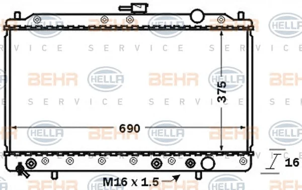 8MK 376 727-501 BEHR/HELLA/PAGID Радиатор охлаждения двигателя (фото 1)