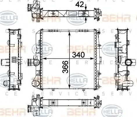 8MK 376 733-671 BEHR/HELLA/PAGID Радиатор охлаждения двигателя (фото 1)