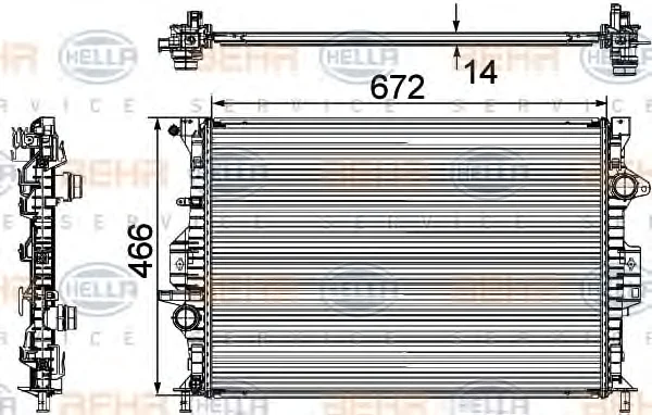8MK 376 745-591 BEHR/HELLA/PAGID Радиатор охлаждения двигателя (фото 1)