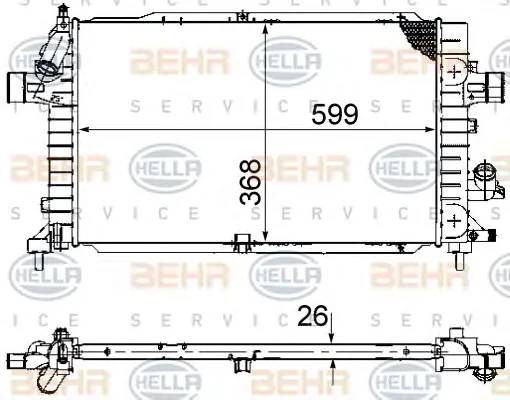 8MK 376 745-791 BEHR/HELLA/PAGID Радиатор охлаждения двигателя (фото 1)