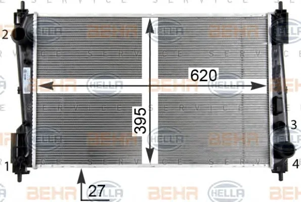 8MK 376 754-451 BEHR/HELLA/PAGID Радиатор охлаждения двигателя (фото 1)