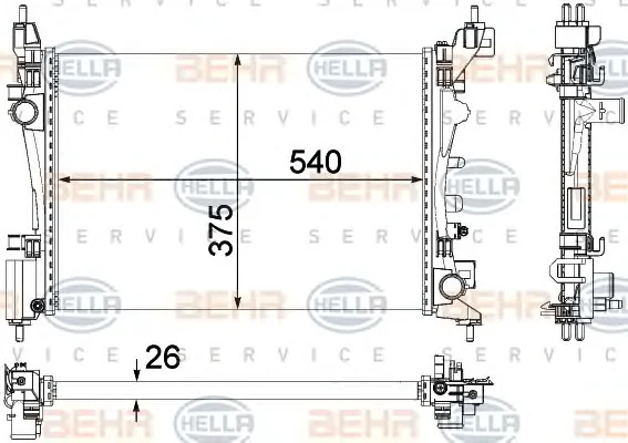 8MK 376 756-321 BEHR/HELLA/PAGID Радиатор охлаждения двигателя (фото 1)