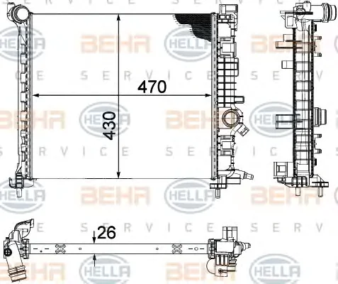 8MK 376 756-461 BEHR/HELLA/PAGID Радиатор охлаждения двигателя (фото 1)