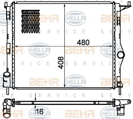 8MK 376 787-351 BEHR/HELLA/PAGID Радиатор охлаждения двигателя (фото 1)