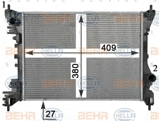 8MK 376 900-011 BEHR/HELLA/PAGID Радиатор охлаждения двигателя (фото 1)