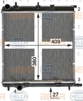 8MK 376 900-041 BEHR/HELLA/PAGID Радиатор охлаждения двигателя (фото 1)