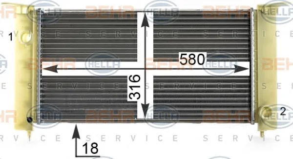 8MK 376 900-081 BEHR/HELLA/PAGID Радиатор охлаждения двигателя (фото 1)