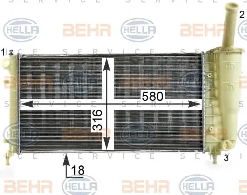 8MK 376 900-101 BEHR/HELLA/PAGID Радиатор охлаждения двигателя (фото 1)