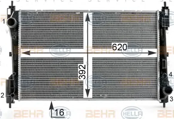 8MK 376 900-121 BEHR/HELLA/PAGID Радиатор охлаждения двигателя (фото 1)