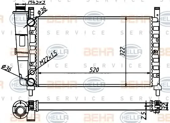 8MK 376 900-631 BEHR/HELLA/PAGID Радиатор охлаждения двигателя (фото 1)