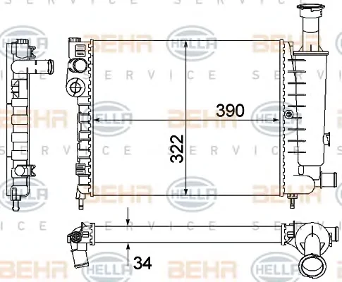 8MK 376 901-121 BEHR/HELLA/PAGID Радиатор охлаждения двигателя (фото 1)