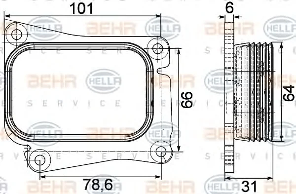 8MO 376 756-731 BEHR/HELLA/PAGID масляный радиатор двигателя (фото 1)