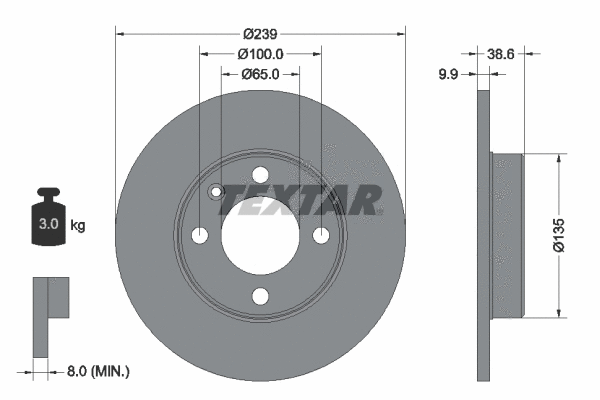 89001300 TEXTAR Комплект тормозов, дисковый тормозной механизм (фото 2)