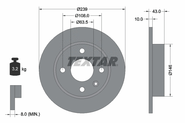 89002100 TEXTAR Комплект тормозов, дисковый тормозной механизм (фото 2)