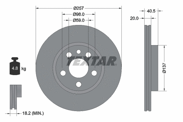 89004700 TEXTAR Комплект тормозов, дисковый тормозной механизм (фото 2)