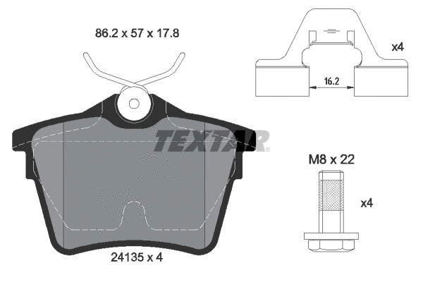 89008700 TEXTAR Комплект тормозов, дисковый тормозной механизм (фото 1)