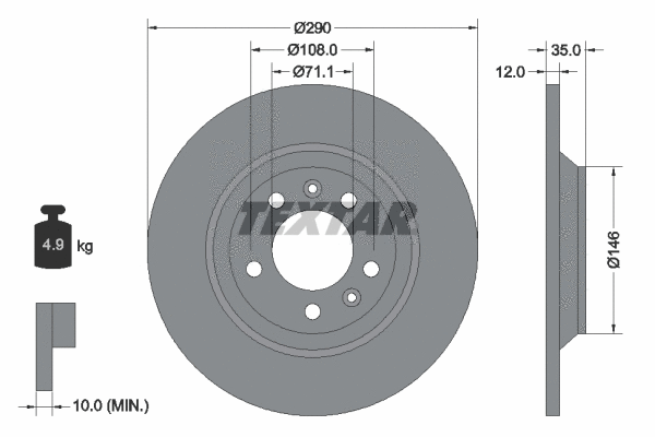89008700 TEXTAR Комплект тормозов, дисковый тормозной механизм (фото 2)