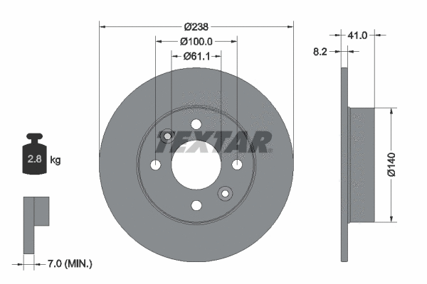 89010200 TEXTAR Комплект тормозов, дисковый тормозной механизм (фото 2)