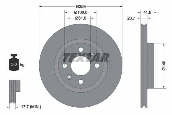 89011200 TEXTAR Комплект тормозов, дисковый тормозной механизм (фото 2)